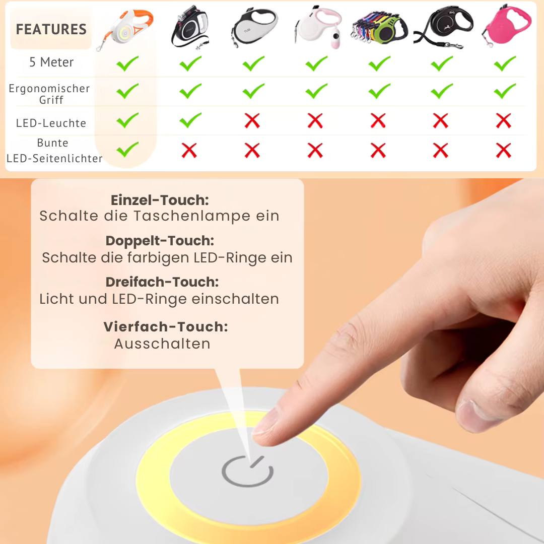 Premium LED Hundeleine™ – Mehr Sichtbarkeit, mehr Sicherheit!